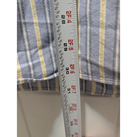 Ralph Lauren Men’s Classic Fit Large Blue Yellow Striped Button Down Shirt Work - Picture 7 of 8